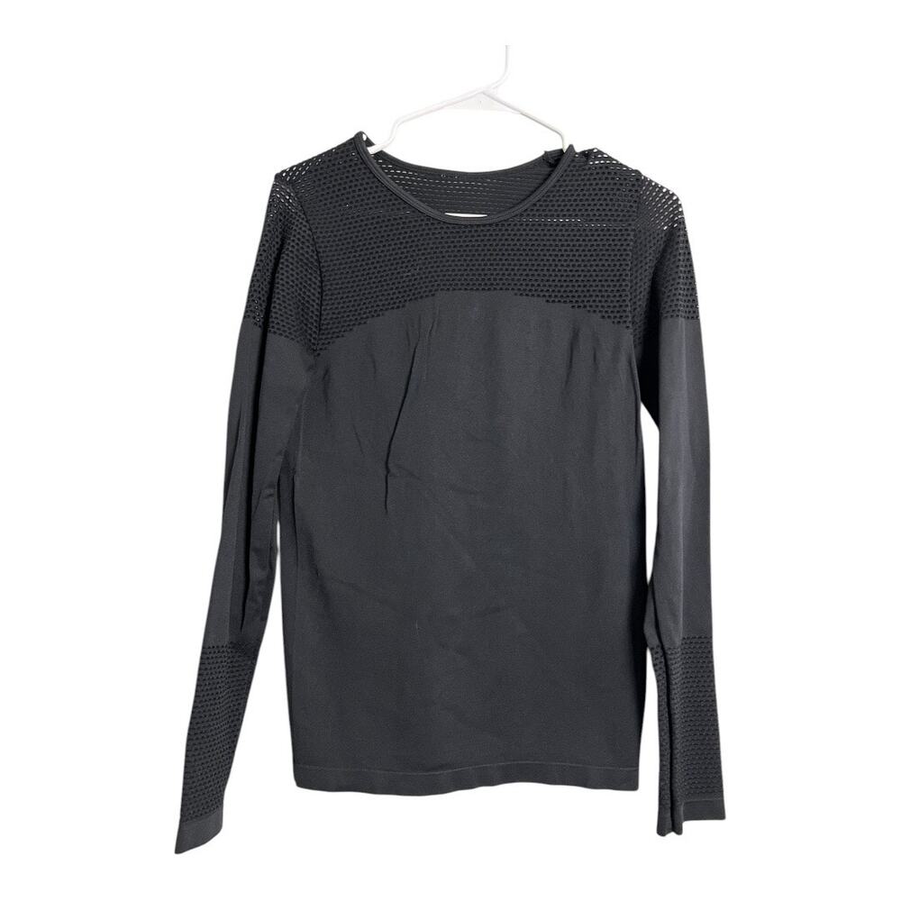 Fabletics Black Musetta Athletic Shirt Mesh Workout Gym Athleisure Mesh Sheer